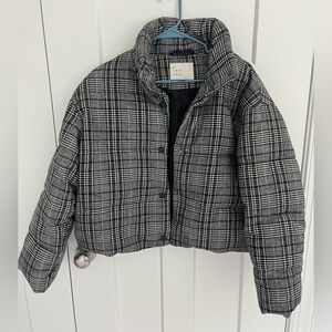 Plaid Cropped Puffer Jacket